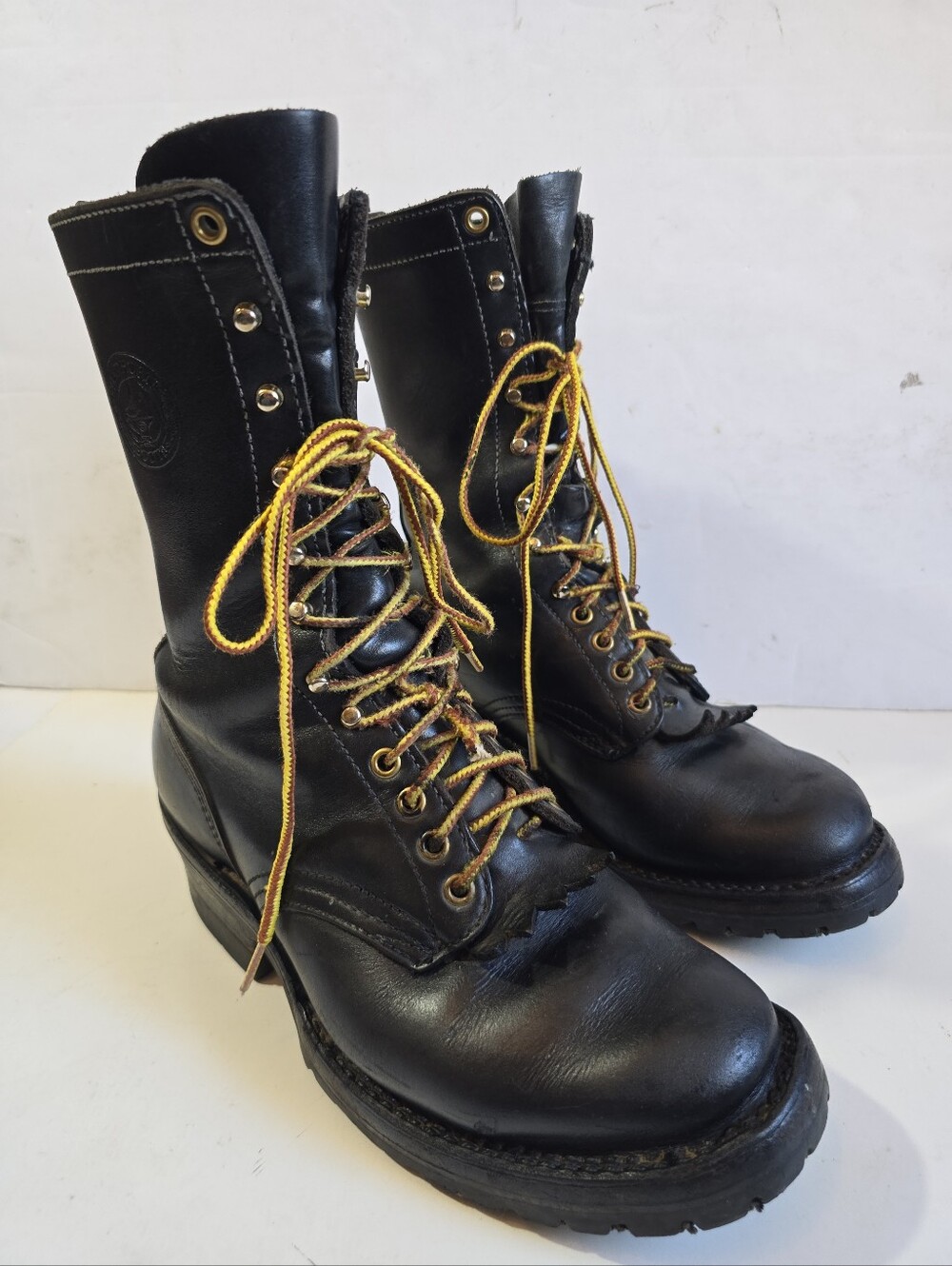 Whites Hathorn Black Leather Lace-Up Fire Fighting Boots Mens Size 8EE